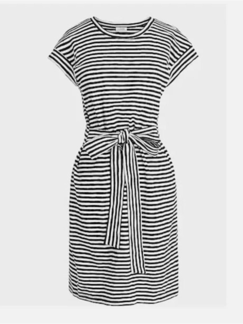 J. Crew Black & White Striped Tie-Waist T-Shirt Dress